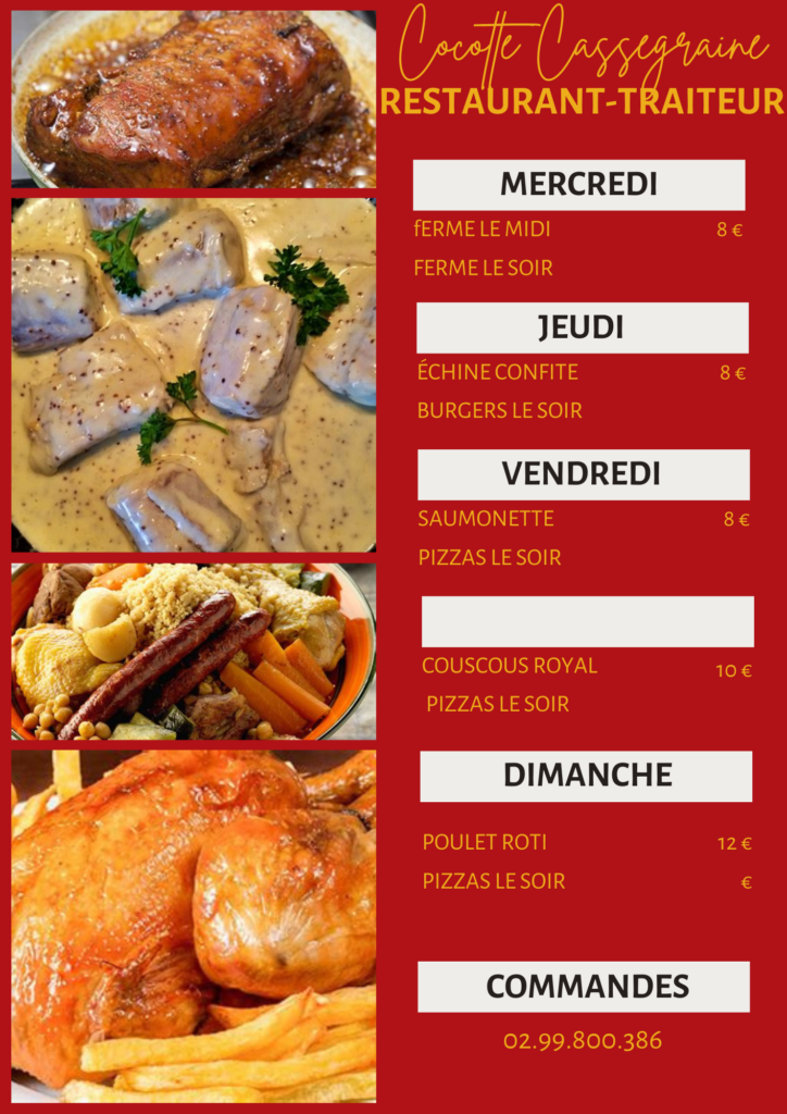 menu cocotte cassegraine