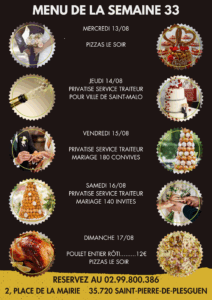 menu semaine 33 cocotte cassegraine restaurant traiteur