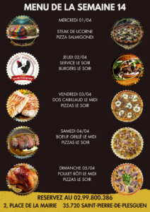 menu semaine 14 restaurant cocotte cassegraine