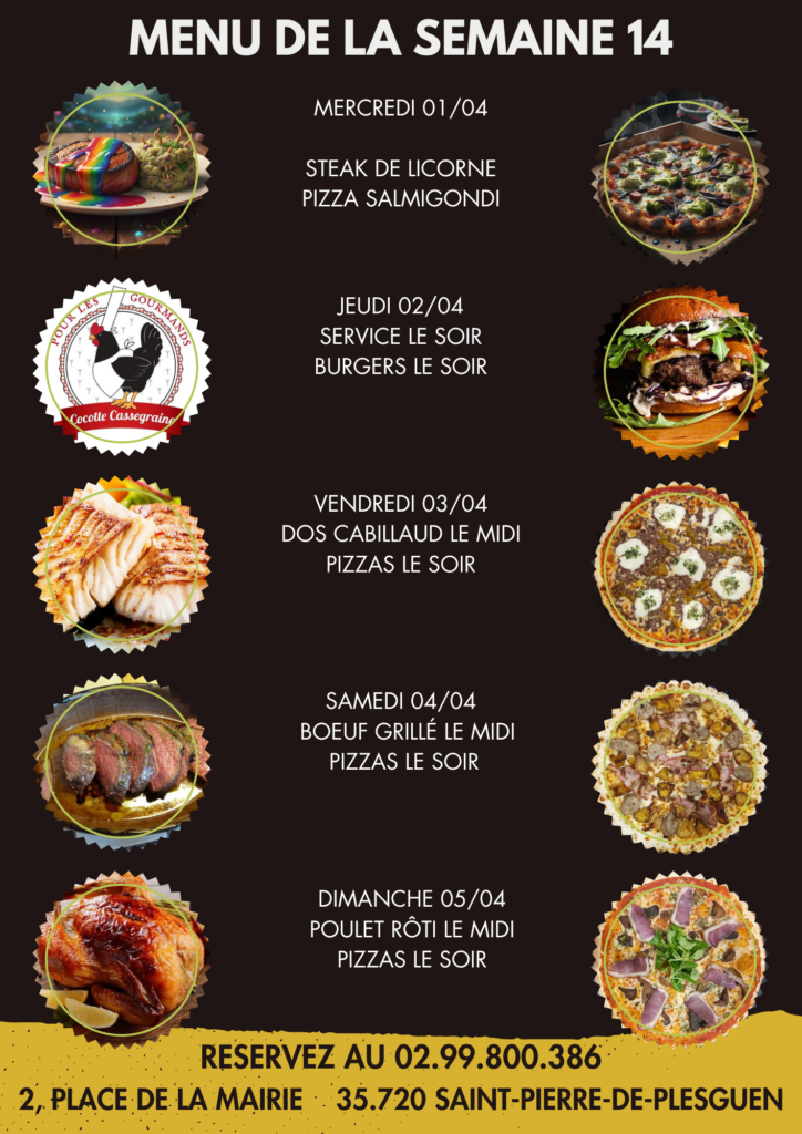 menu semaine 14 restaurant cocotte cassegraine